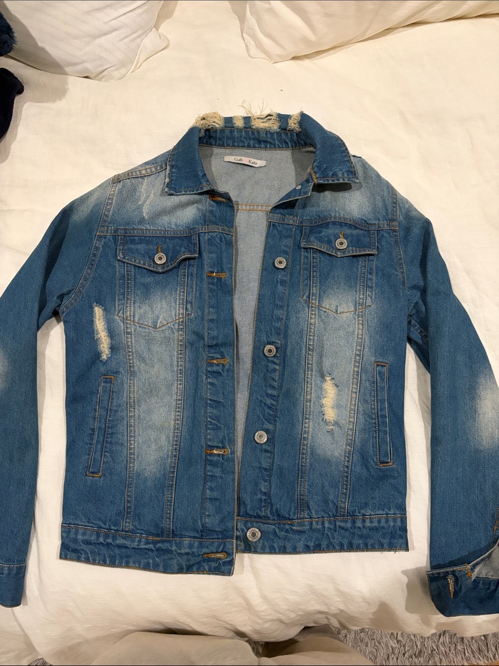 Light Wash Distressed Denim Jacket